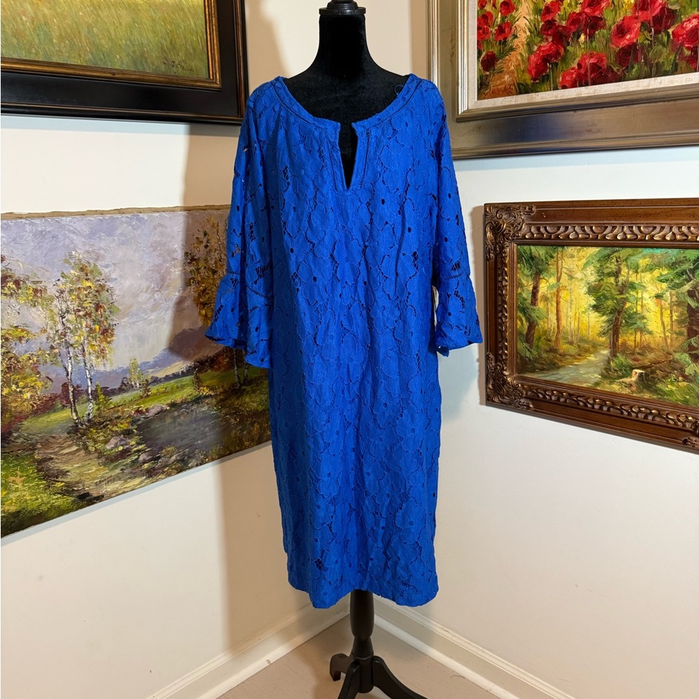 🐠 J HOWARD Vibrant Blue Eyelet Dress size 22W